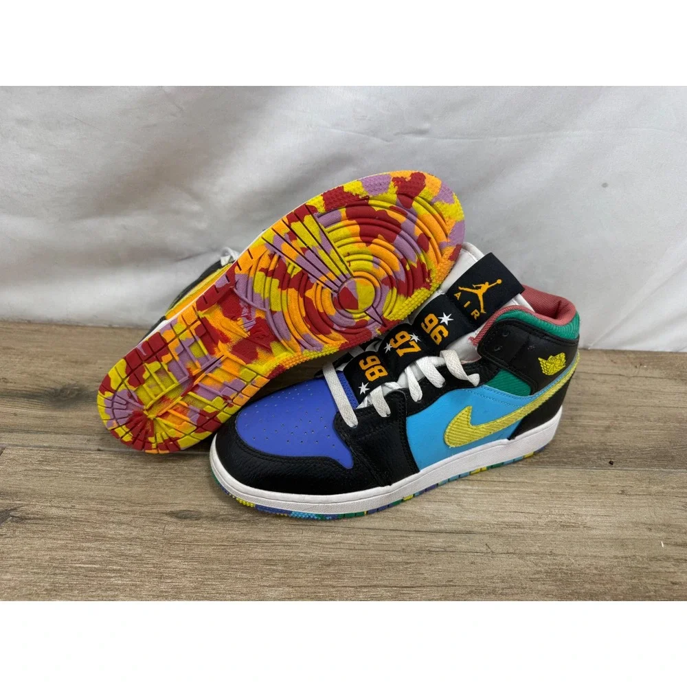 Nike Air Jordan 1 Mid Six Rings Multi-Color Mismatched FD1317-007 Mens 6.5Y
